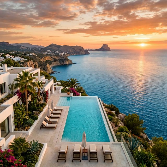 Luxury Mediterranean villa with infinity pool overlooking the sea